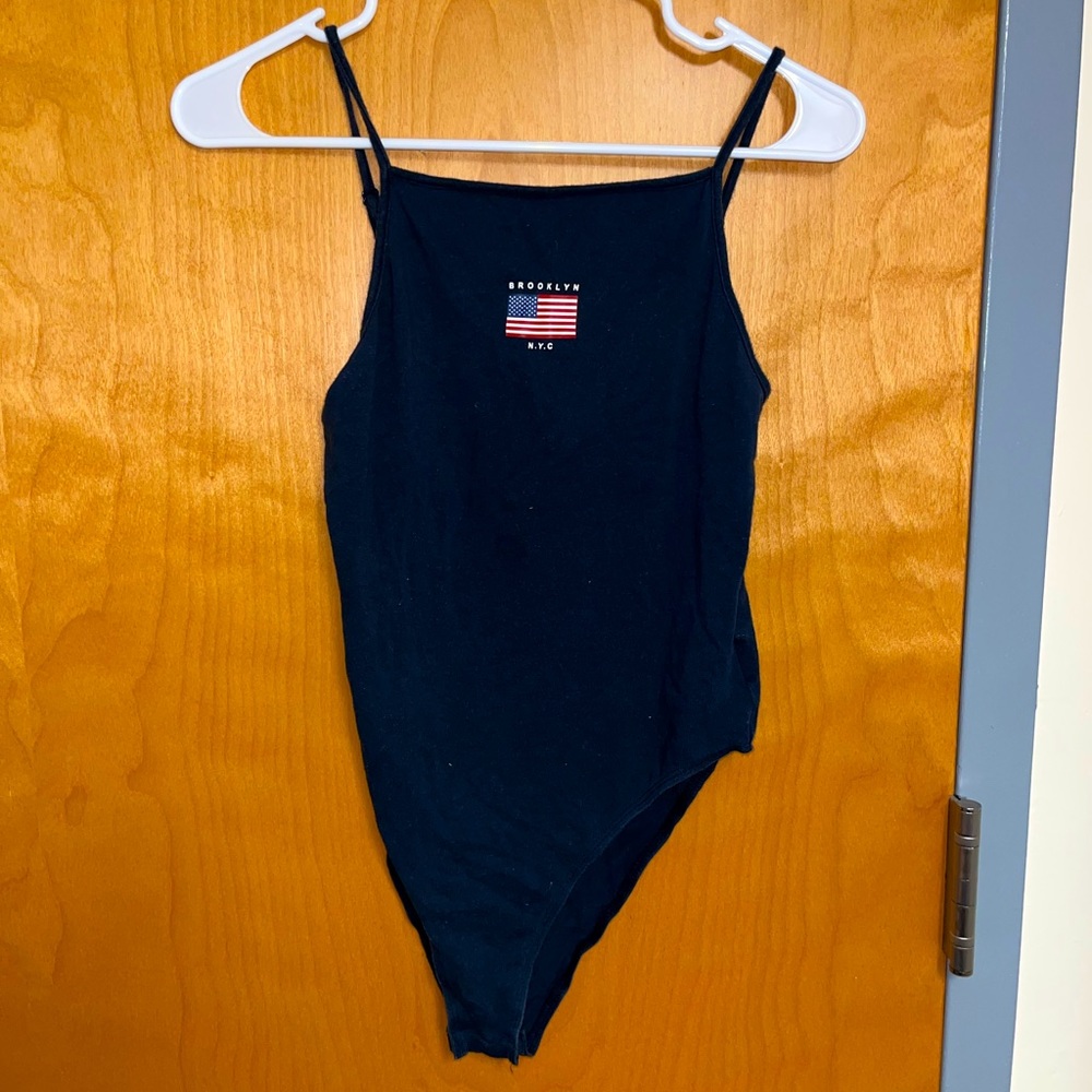 H&M NAVY BLUE AMERICAN FLAG “Brooklyn” BODYSUIT (SIZE M)